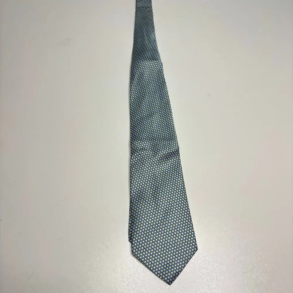 Brooks Brothers 346 Blue, Green, White Square Grid Tie